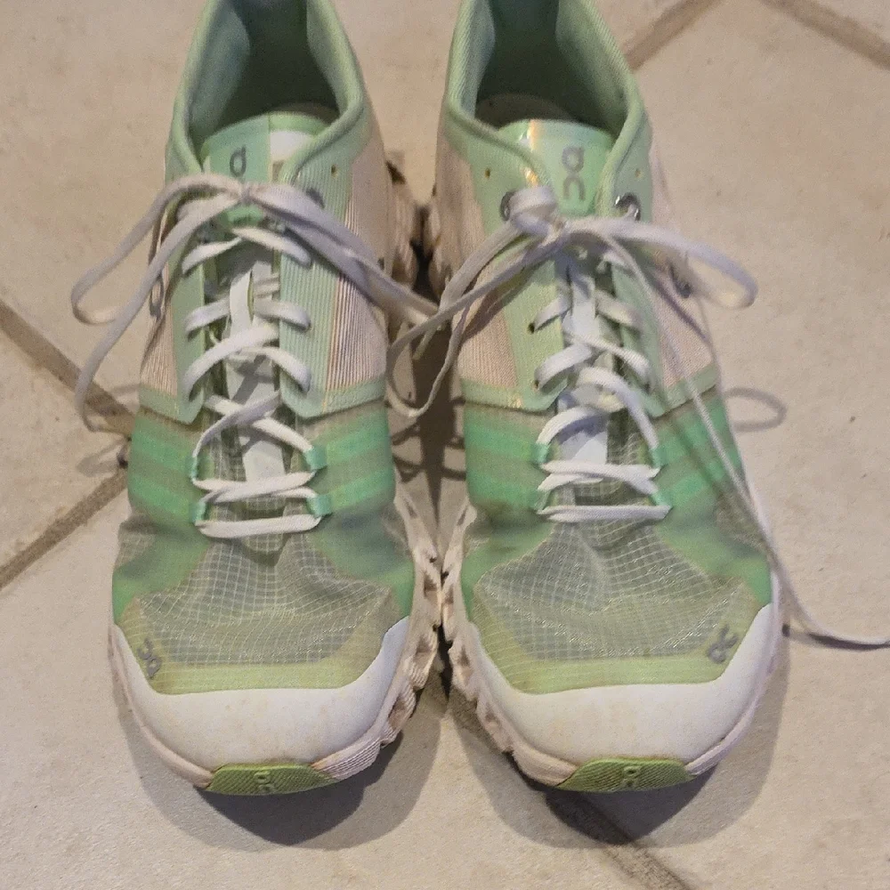 On Running Mint and White Athletic Shoes